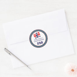 Pegatina Redonda Aniversario América USA 250 Personalizado