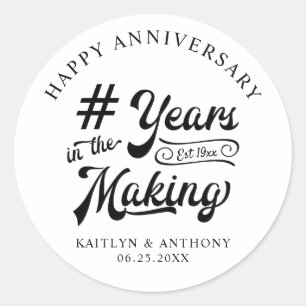 Pegatina Redonda Aniversario AÑOS DE ELABORACIÓN Negro