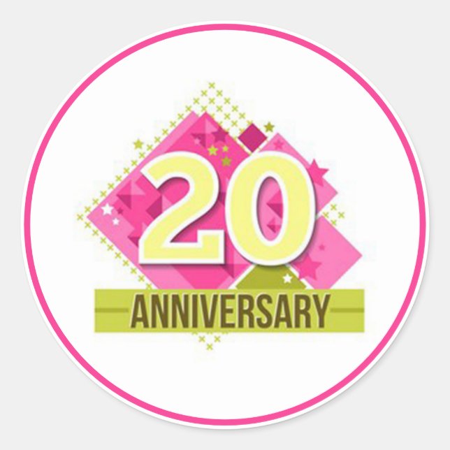 Pegatina Redonda Aniversario de 20 años (Anverso)
