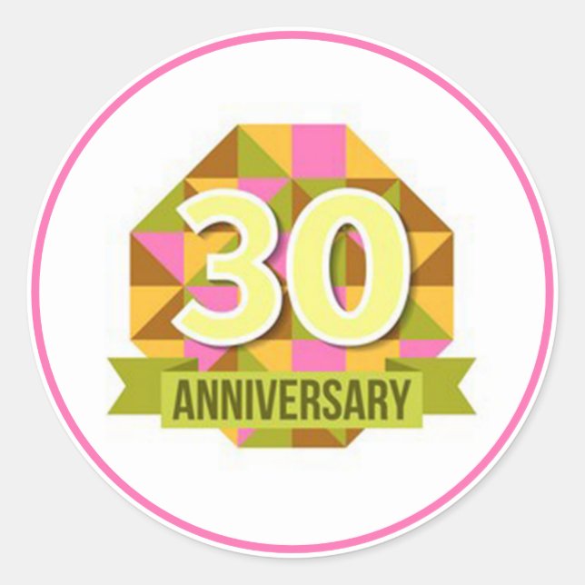 Pegatina Redonda Aniversario de 30 años (Anverso)