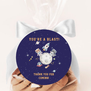 Pegatina Redonda Aniversario de animales de la selva del espacio ul