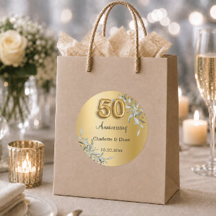 Pegatina Redonda aniversario de bodas de oro 50