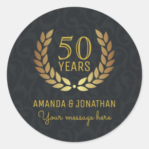 Pegatina Redonda Aniversario de bodas de oro 50 personalizable