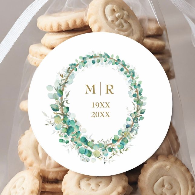 Pegatina Redonda Aniversario de bodas de oro Eucalipto  (Subido por el creador)
