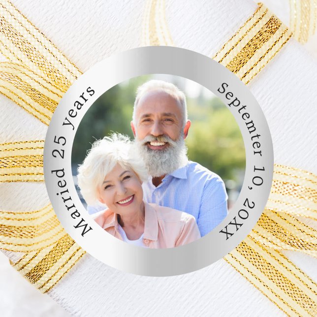 Pegatina Redonda Aniversario de bodas de plata 25 (Subido por el creador)