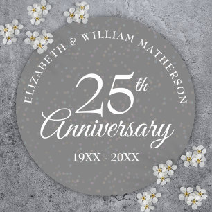 Pegatina Redonda Aniversario de Bodas de Plata 25 años con Estrella