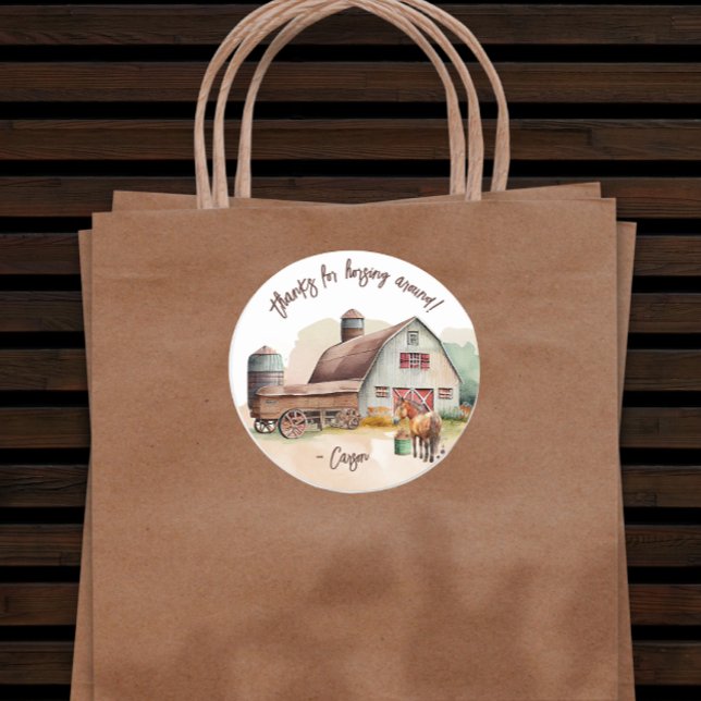 Pegatina Redonda Aniversario de cumpleaños de animales de granja ru (Subido por el creador)