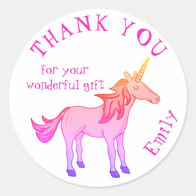 Pegatina Redonda Aniversario de la bondad del arcoiris de Unicornio (Anverso)