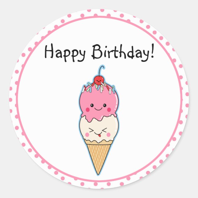Pegatina Redonda Aniversario de la Crema de Hielo (Anverso)