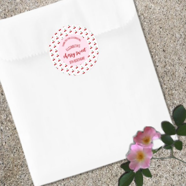Pegatina Redonda Aniversario de la dulce de cerezo (Subido por el creador)