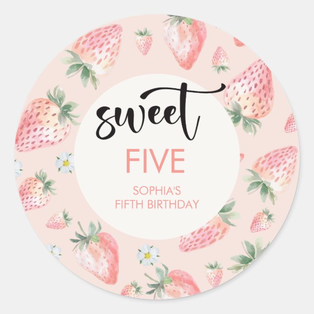 Pegatina Redonda Aniversario de la fresa dulce (Anverso)