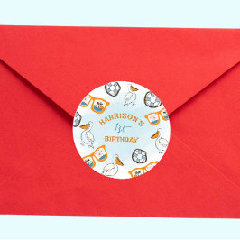 Pegatina Redonda Aniversario de la natalidad de Tropical Beach Sung