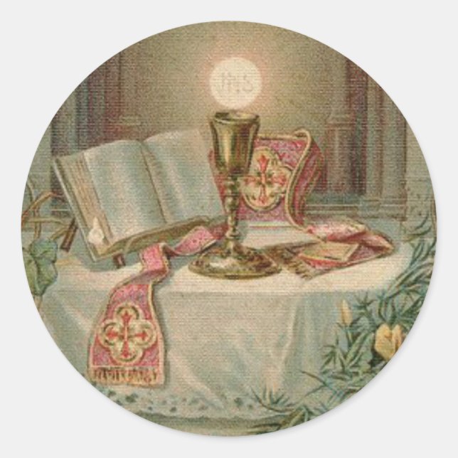 Pegatina Redonda Aniversario de la Ordenación Sacerdote (Anverso)