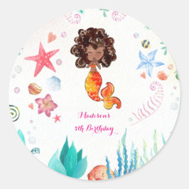 Pegatina Redonda Aniversario de la sirena afroamericana gracias