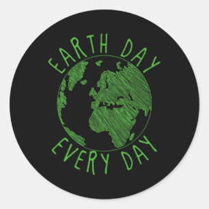 Pegatina Redonda Aniversario de la Tierra Conciencia ambiental Día