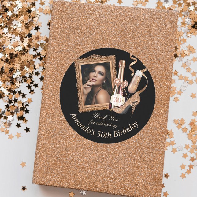 Pegatina Redonda Aniversario de las Mujeres de Oro Rosa Gracias (Subido por el creador)