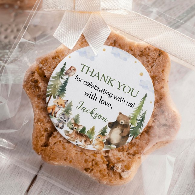 Pegatina Redonda Aniversario de los animales de Cute Woodland (Subido por el creador)