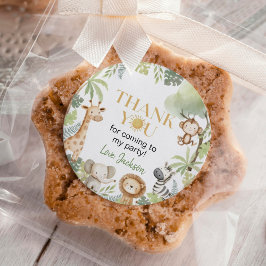 Pegatina Redonda Aniversario de los animales salvajes de un Safari