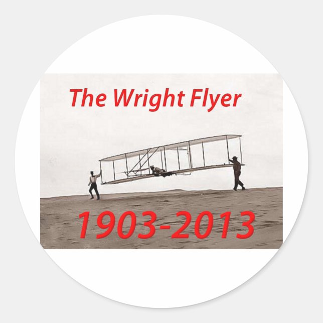 Pegatina Redonda Aniversario de Wright Flyer (1903-2013) (Anverso)