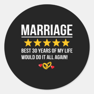 Pegatina Redonda Aniversario del Boda de 30 años casado