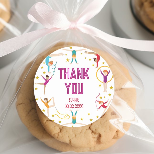 Pegatina Redonda Aniversario del chica deportivo de acrobacia y gim (Subido por el creador)