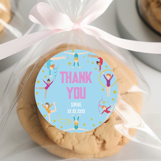 Pegatina Redonda Aniversario del chica deportivo de acrobacia y gim (Subido por el creador)