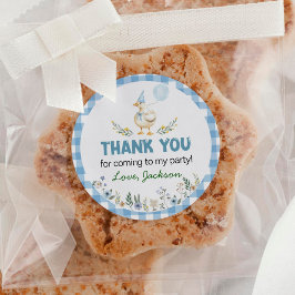 Pegatina Redonda Aniversario del globo azul de Silly Goose