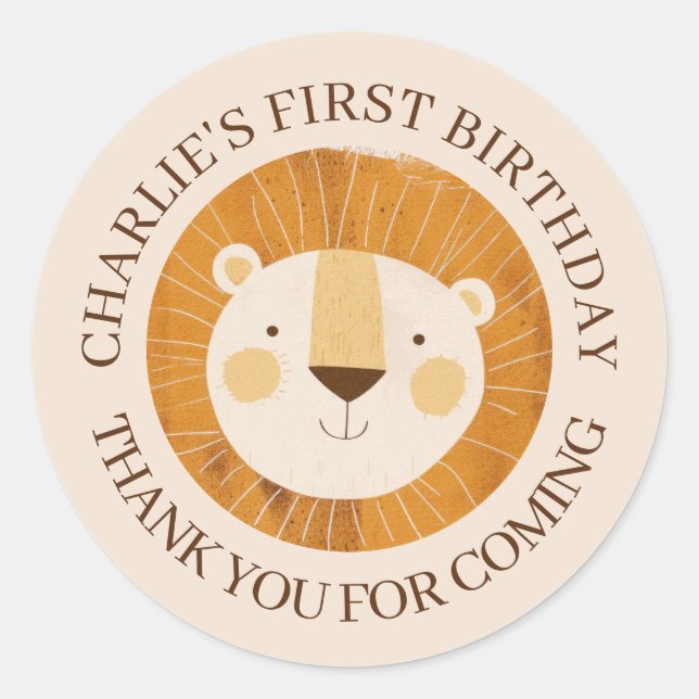 Pegatina Redonda Aniversario del León de Cute Sarafi Gracias Pegati (Anverso)