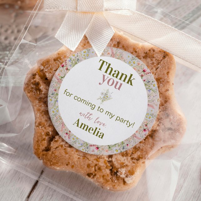 Pegatina Redonda Aniversario del nacimiento de Wildflower Floral Ga (Subido por el creador)