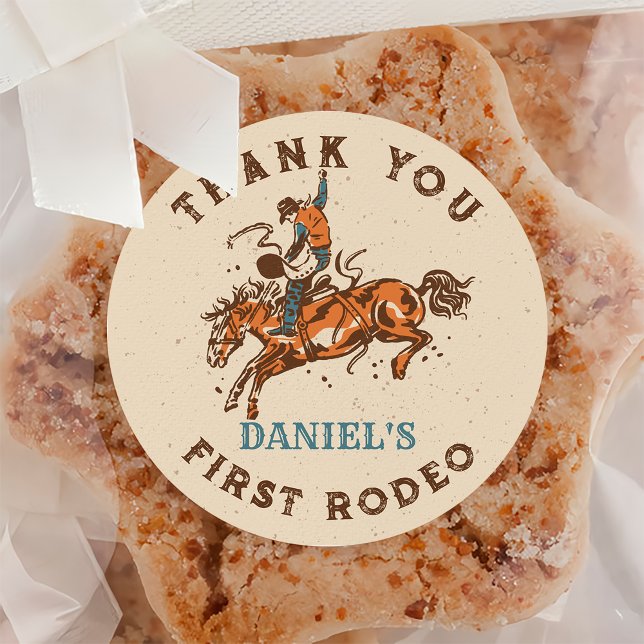 Pegatina Redonda Aniversario del Rodeo Occidental de Cowboy (Subido por el creador)