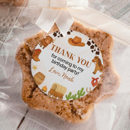 Pegatina Redonda Aniversario del Rodeo Occidental Wild West Cowboy