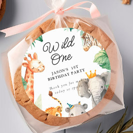 Pegatina Redonda Aniversario del Safari de una Selva Silvestre