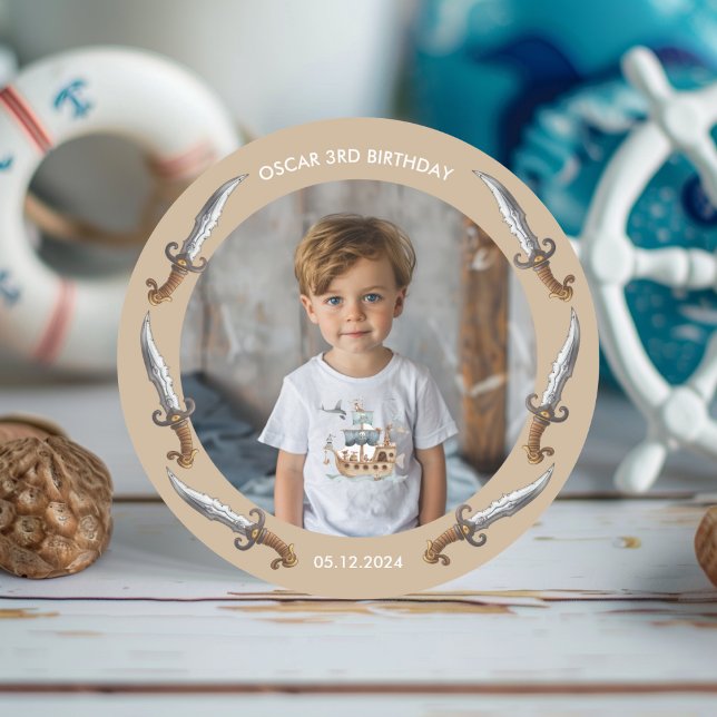 Pegatina Redonda Aniversario del tema nautical del barco pirata Bro (Subido por el creador)