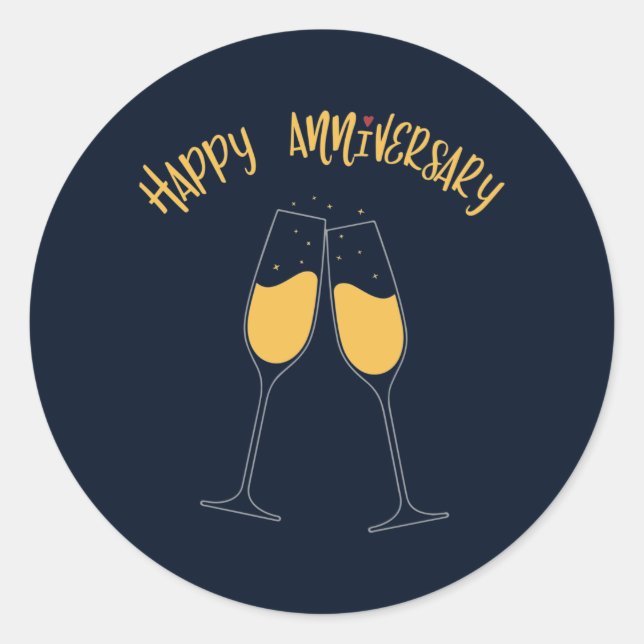 Pegatina Redonda Aniversario feliz (Anverso)