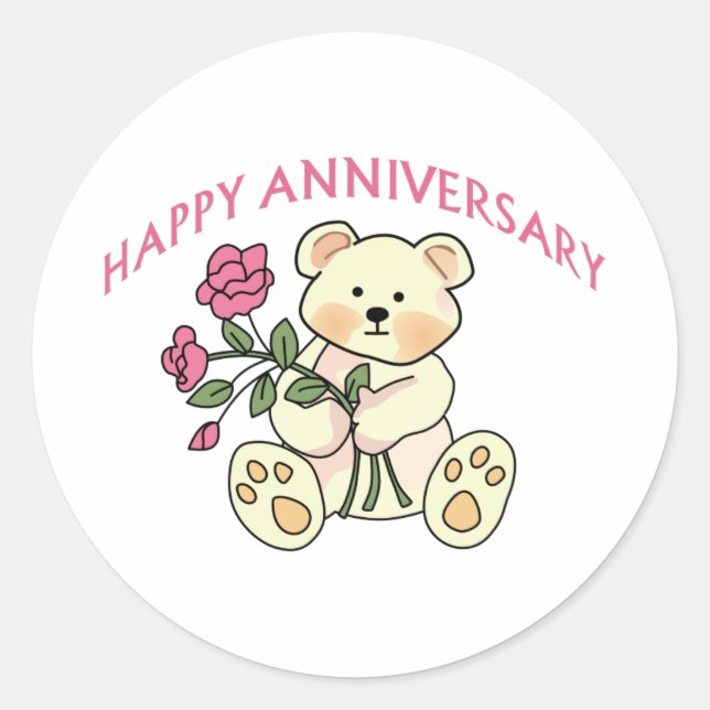 Pegatina Redonda Aniversario feliz (Anverso)