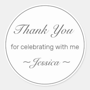 Pegatina Redonda Aniversario negro blanco Minimalista moderno Graci