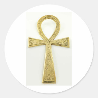 Pegatina Redonda Ankh de oro