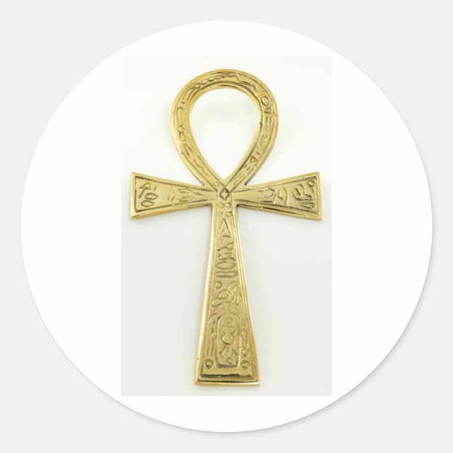 Pegatina Redonda Ankh de oro (Anverso)