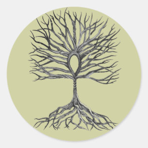 Pegatina Redonda Ankh Tree of LIfe Design