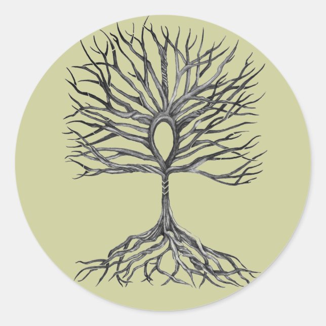 Pegatina Redonda Ankh Tree of LIfe Design (Anverso)