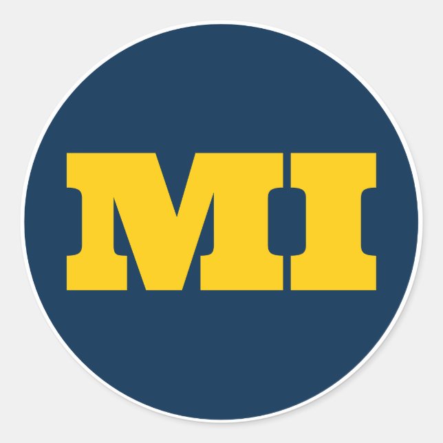 Pegatina Redonda Ann Arbor (MI) - Azul x Maíz x Blanco (Anverso)