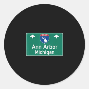 Pegatina Redonda Ann Arbor Michigan Mi Autopista Interestatal Vacac