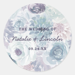 Pegatina Redonda Annabelle Vintage Floral Monograma Rústico Boda