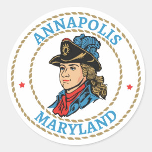 Pegatina Redonda Annapolis Maryland Colonial