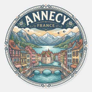 Pegatina Redonda Annecy Francia