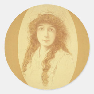Pegatina Redonda Annie Russell, teatro retro de 'ratones y hombres'