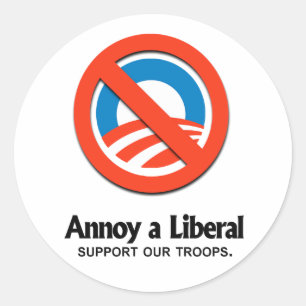 Pegatina Redonda Annoy a Liberal - Apoyen a nuestras tropas