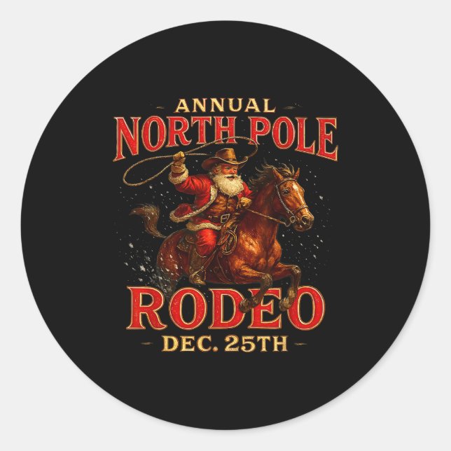 Pegatina Redonda Annual North Le Rodeo Dec 25th Santa Design  (Anverso)