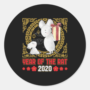 Pegatina Redonda Año chino de la Rata 2020