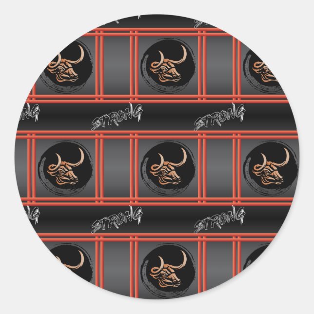 Pegatina Redonda Año Chino del Oxi - Fuerte (Anverso)